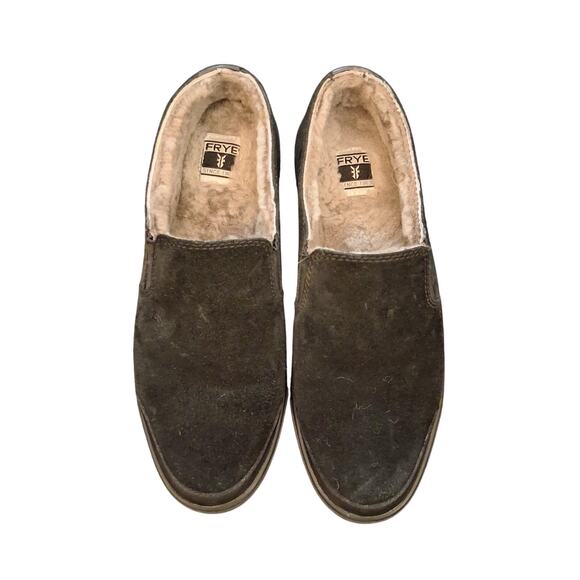 Frye Shoes - FRYE Gemma Shearling Suede Loafer Slip On Sneakers Shoes Women Black Size-7.5M
